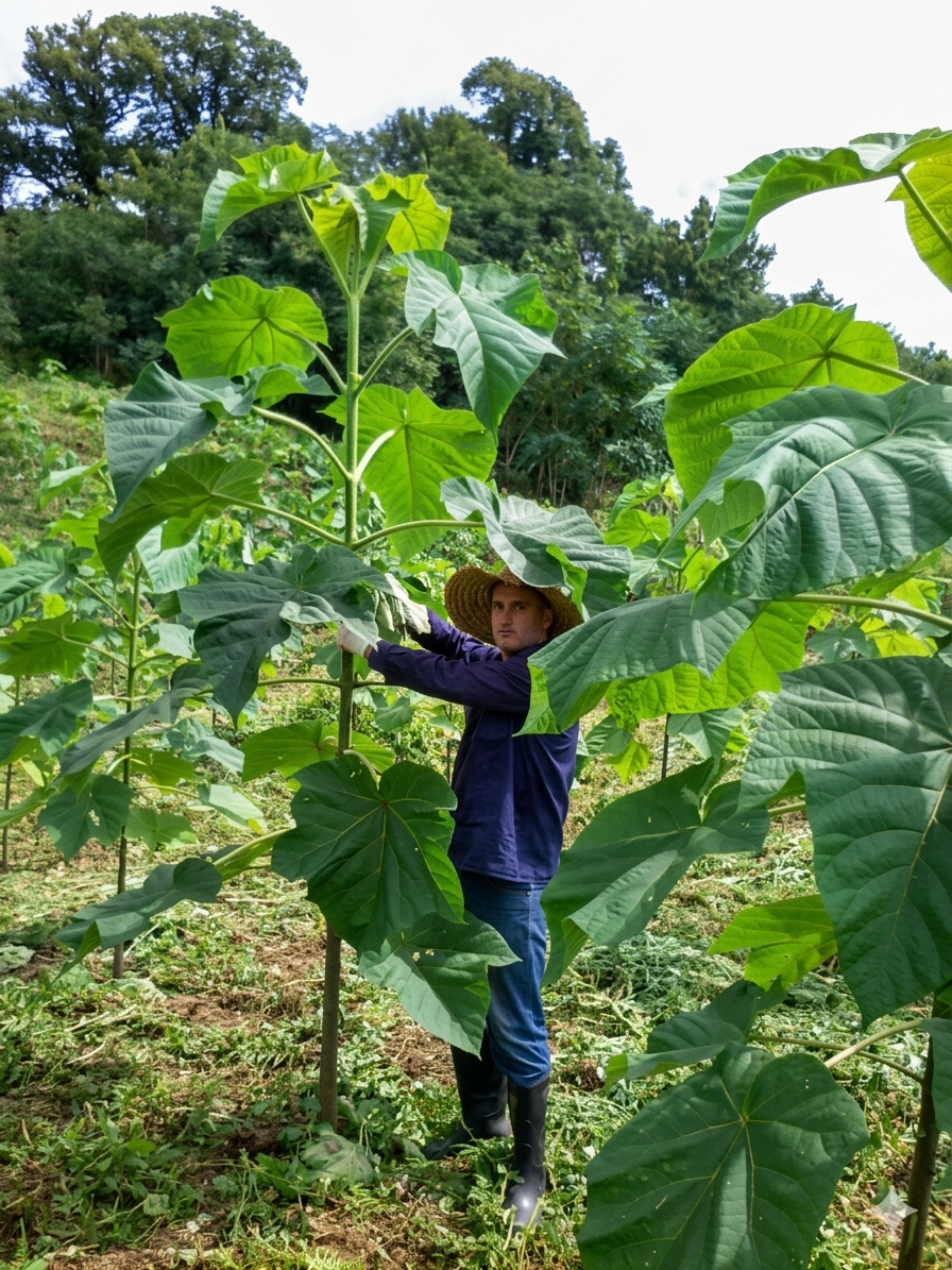 Malkhaz Kvinchia, paulownia grower in Mingrelia